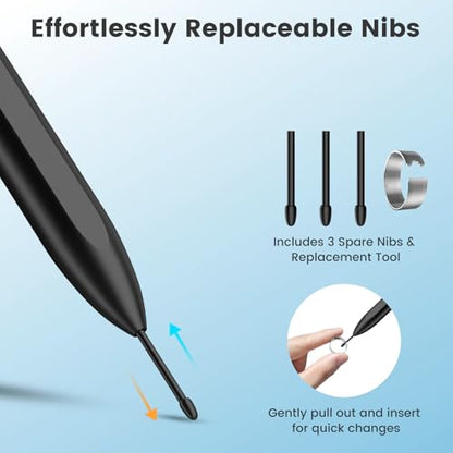 Magnetic EMR Stylus Pen for Remarkable 2 with Eraser | 4096 pressure levels, tilt sensor & palm rejection, compatible with Samsung/Kindle Scribe, 3 extra tips