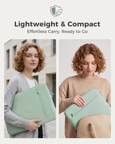 ProCase Laptop Sleeve 16" for MacBook Pro 16 Inch M5/M4/M3/M2/M1 | Slim Travel Sleeve with Soft Plush Lining & Large Front Pocket, Water-Resistant, Also Fit 15.6-16" HP Dell Lenovo ASUS Acer - color: Willow Green, size: 16-inch