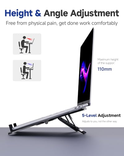 Laptop Stand for Desk, Foldable Adjustable Computer Riser | 3-in-1 Riser Holder for Laptop/Tablet/Phone, X-Frame Foldable Stand Compatible with MacBook Air Pro/HP/Dell/iPad/iPhone