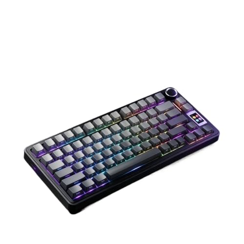 S75 PRO Mechanical Keyboard 75% Custom Layout RGB Backlight Wireless Bluetooth Gaming Keyboard with Screen Knob(Caramel Latte Switch,Gradient Purple) - color: Gradient Purple, size: Caramel Latte Switch
