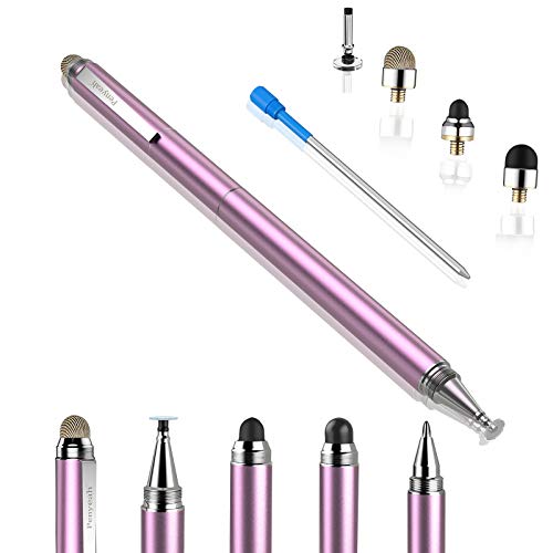 Penyeah 4-in-1 Stylus Pen for Touchscreens, Versatile Capacitive Stylus for iPhone 17/16/15 Pro Android Phones,Tablets -Disc+Rubbe+Mesh Tips Universal for All Touch Screen Devices - Pinky Gold - color: Pinky Gold