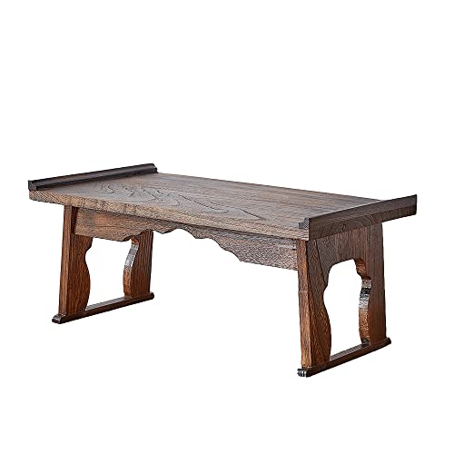 Foldable Wooden Laptop Desk, Breakfast in Bed Serving Tray, Japanese Floor Table for Tea & Coffee, Portable Antique Meditation Altar(19.7”x11.8”x9.1”) - size: 19.7”x11.8”x9.1”