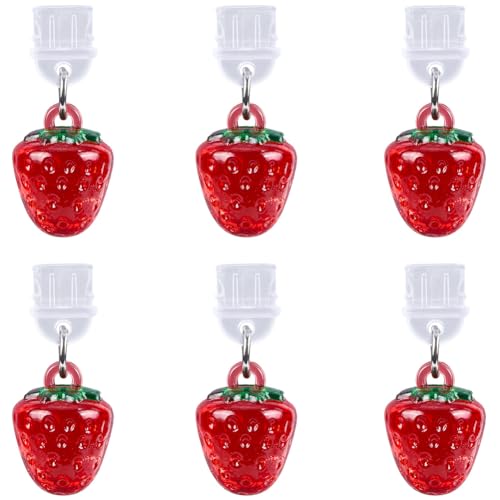 CREATCABIN 6 PCs Charms for Kindle Charms for E-Reader, Type C Dust Plug Compatible with Type C Charging Port Book Lover Readers Men Women Accessories E-Reader Phone Gift Men Women Strawberry - style: strawberry