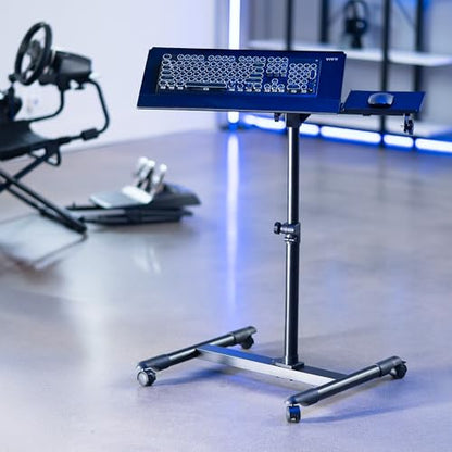 VIVO Black Mobile Keyboard Tray and Mouse Pad Cart, CART-KB1A | Freestanding, Ergonomic Typing Platform with Tilting Design and Height Adjustment