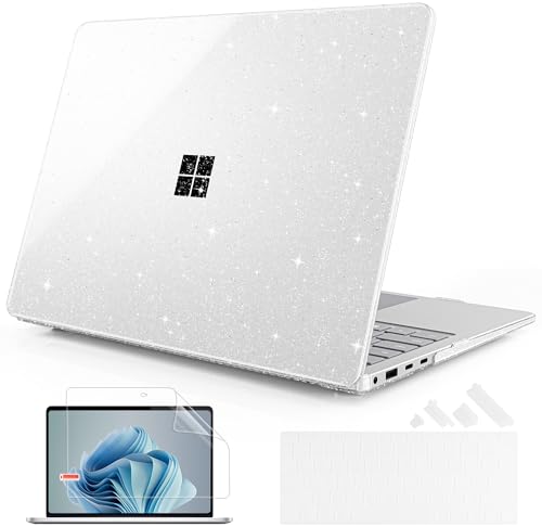 Mektron Glitter Case for 13.8" Microsoft Surface Laptop 8 2026 Fits Surface Laptop 13.8 Inch 7 2024 Cover (Model: 2036),Keyboard Cover +Screen Protector +Dust Plugs, Sparkly Clear - color: Sparkly Clear