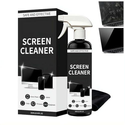 Screen Cleaner Spray and Microfiber Cloth Kit,250ml/8.5 fl oz Screen Cleaner Spray and Wipe for TV, Laptop, Computer, Phone, Tablet, Car, Electronic Devices - color: 250ML Black Set