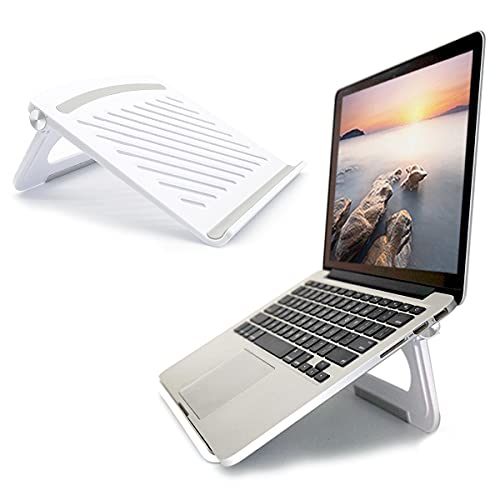 Laptop Stand for Desk Stable Foldable Adjustable Multi-Angle Computer Desktop Holder Ventilated Lapdesks Riser for Mackbook, Lenovo, Dell, iPad, HP - Within 17' (White) - color: white