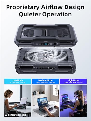 llano V11 Pro Laptop Cooling Pad, Gaming Laptop Cooler RGB Laptop Fan | Laptop Cooling Stand with 4.7 Inch Turbofan, for 14-17.3in Laptop, Adjustable Speed, Dustproof, 3-Port USB Hub, Black - color: Black