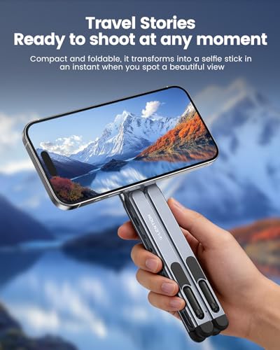LENTION Laptop Stand, Magnetic Foldable 8-Level Adjustable MagSafe Riser | Ergonomic Portable Handhold Aluminum Tripod Holder; Fits 10-16 Inch Laptops, Phones & Tablets for Home, Office & Travel Use