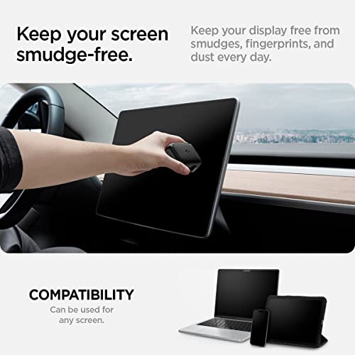 ﻿Spigen EZ Slide & Brush Screen Cleaner for Tesla Model Y 2025/26 (Juniper) & 3/Y/S/X/Cybertruck and Screens, Phones, Laptops, Tablets (Extra Microfiber Pad Included) [Black] | Tesla Model Y 2025/26 (Juniper) & 3/Y/S/X/Cybertruck and Screens, Phones, Lap
