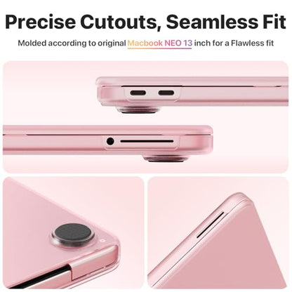 Soonjet Compatible with MacBook Neo Case 13 inch 2026 Release Model A3404,Seamlessly Closes&Fingerprints-Resistant Protective Hard Shell Cover,Great for Work Travel Study Daily Use (Blush Clear) - color: Blush Clear