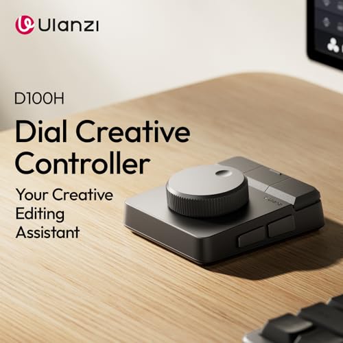ULANZI D100H Video Editing Keyboard with Dial Knob Wireless Bluetooth | 7 in 1 Power Customizable Macro Keypad Controller with Tactile Feedback for Beginners/Mac/PC, Photographers & Video Creators