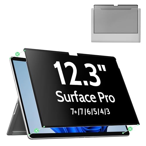 Nano Privacy Screen Protector for Microsoft Surface Pro 7+/7/6/5/4/3 - 12.3 In Reusable Surface Pro 7 Screen Protector Anti Glare Film, Anti Blue Light Filter, Removable Shield, Bubble Free Guard - size: 12.3 Inch Nano Privacy Screen