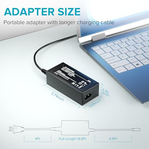 Powseed Universal Laptop Charger 45W for HP Dell Acer Asus Samsung Sony Toshiba Fujitsu Gateway Delta NEC Liteon Notebook Chromebook 18.5V 19V 19.5V 20V 2.25A 2.37A Computer Power Cord AC Adapter