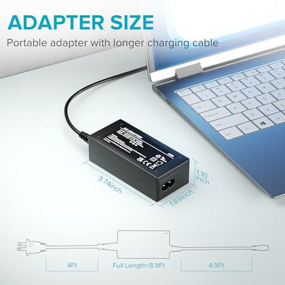 Powseed Universal Laptop Charger 45W for HP Dell Acer Asus Samsung Sony Toshiba Fujitsu Gateway Delta NEC Liteon Notebook Chromebook 18.5V 19V 19.5V 20V 2.25A 2.37A Computer Power Cord AC Adapter