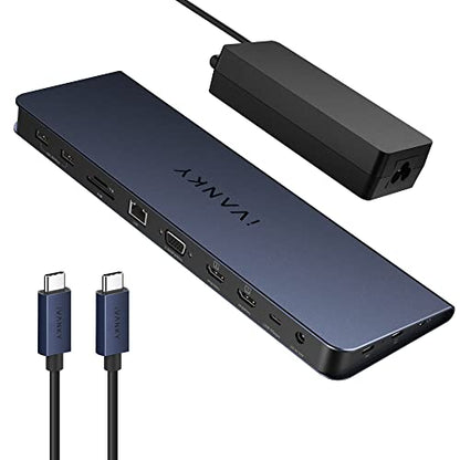 iVANKY 15-in-1 Triple Display Docking Station for MacBook with 100W Adapter | Dual 4K Thunderbolt 3/4 Displaylink Dock, with HDMI*2, VGA*1, 96W PD *1, USB*7, RJ45*1, SD, TF