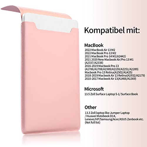 13.3-14" Laptop Sleeve, Padded Laptop Case, Thin Portable Case Bag - Compatible with 2022 Pro 14 inch/2015 Pro 13.3 inch/2015 Air 13.3 inch (Light Pink) - color: Light pink