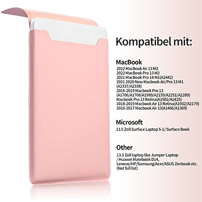 13.3-14" Laptop Sleeve, Padded Laptop Case, Thin Portable Case Bag - Compatible with 2022 Pro 14 inch/2015 Pro 13.3 inch/2015 Air 13.3 inch (Light Pink) - color: Light pink