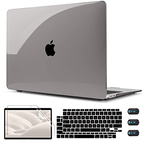 CISSOOK Cover for MacBook Air 13 Inch Case Grey, Plastic Hard Shell Case with Keyboard Cover & Screen Protector for MacBook Air 13 2020 2018-2021 Released A2179 A2337 M1 A1932 Model with Touch ID - color: Air13inch-Clear Grey