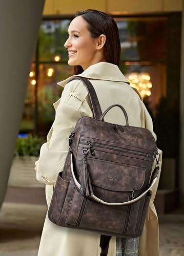 Laptop Backpack for Women 15.6 inch,Travel Leather Backpack Purse Nurse Teacher Carry on Backpack Computer Bag,Professional Water-Resistant College Business Work Casual Daypack,Nubuck Coffee - color: Nubuck Coffee