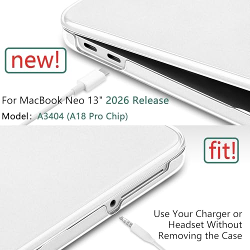 Matte Frosted Compatible with MacBook Neo 13 Inch 2026 (Model A3404 | A18 Pro Chip) | Anti-Fingerprint Hard Shell, Ultra Slim, Non-Slip, Lightweight Protective Cover | Frosted Clear - color: Matte Clear