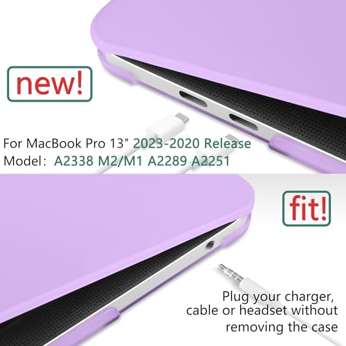 for MacBook Pro 13 inch Case 2023 2022 2021 2020 Release Model: A2338 M2/M1 A2289 A2251 with Touch Bar & Touch ID, Frosted Matte Plastic Hard Shell Case & Keyboard Cover, Purple - color: Purple