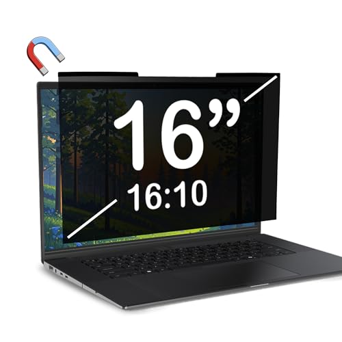 Magnetic Laptop Privacy Screen 16 inch for 16:10 Computer Monitor, Removable Anti-Glare Screen Privacy Shield, Screen Filter and Protector for Laptop, Fits (WUXGA 1920×1200) - size: 16"-16:10