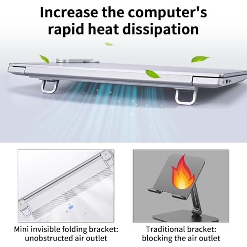 Mini Laptop Stand,Portable Foldable & Lightweight Ergonomic Riser with Ventilated Cooling,Fits 10-17.3 Inch Notebooks and Keyboards,Silver - color: Silver