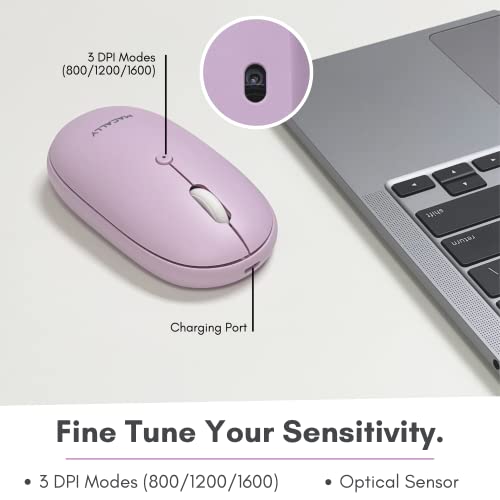 Macally Bluetooth Mouse Purple | Wireless Mouse - Comfortable and Quiet, Enjoy Strong Connection for Laptop, Mac, iPad - color: Purple