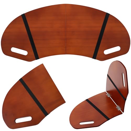 GlikCeil 29.5" Wood Curved Lap Desk Table Tray with Handles Wooden Foldable Desk Curved Bed Lap Board Keyboard Tray for Laptop Computer Mouse(Reddish Brown) - color: Reddish Brown