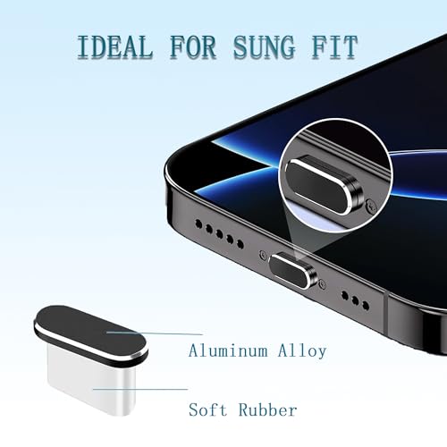 4-Pack USB C Dust Plug with Speaker Dust Cover Compatible for iPhone 15/16 Pro/Plus/Pro Max - Dust Protection Kit (Black)