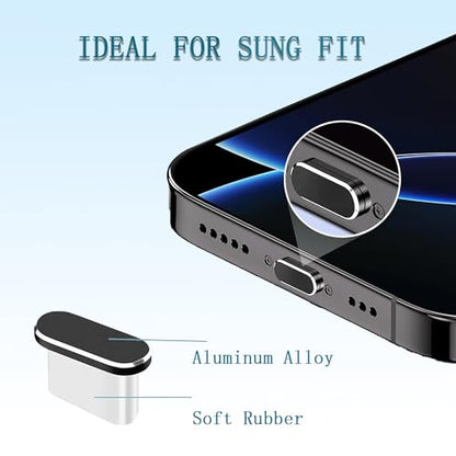 4-Pack USB C Dust Plug with Speaker Dust Cover Compatible for iPhone 15/16 Pro/Plus/Pro Max - Dust Protection Kit (Black)