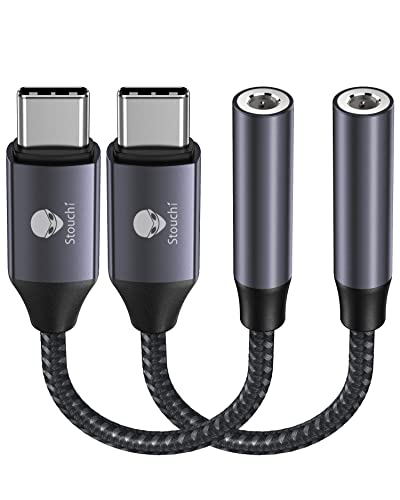 Stouchi USB C to 3.5mm Audio Adapter (2 Packs) Type C Headphone Dongle Jack Cable Cord Hi-Fi DAC Chip for iPhone 17/16 /15, Pixel 9/8 /7/6, iPad, Samsung Galaxy S25 S24 S23 Ultra - Grey | Hi-Fi DAC Chip for iPhone 17/16 /15, Pixel 9/8 /7/6, iPad, Samsung