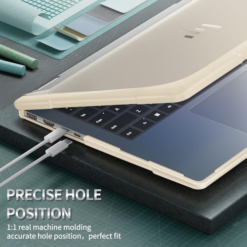 Batianda Protective Case for HP Envy x360 2-in-1 14 Inch 2024, Khaki | Shockproof TPU Bumper with Matte Durable Hard Shell and 360° Flip Support, Fits 14-fc0000 and 14-fa0000 Series - color: Khaki