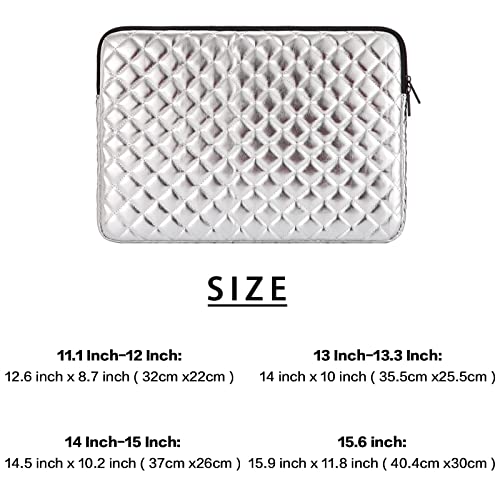 TRIUMPH VISION Puffy Laptop Sleeve Pouch Case Protective Bag Lined Padded | Puffy Laptop Case 13 13.3 in Quilted Leather Protection Shockproof Cushion Padding Fashion with Pocket Safe Silver - color: Silver Quilted, size: 13-13.3 Inch