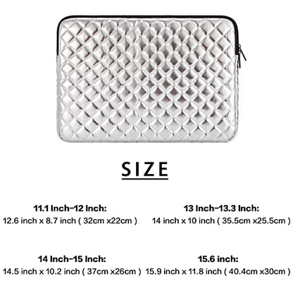 TRIUMPH VISION Puffy Laptop Sleeve Pouch Case Protective Bag Lined Padded | Puffy Laptop Case 13 13.3 in Quilted Leather Protection Shockproof Cushion Padding Fashion with Pocket Safe Silver - color: Silver Quilted, size: 13-13.3 Inch