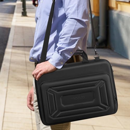 MOSISO Hard Shell Laptop Case for Men Women, 15-16 inch Geometric Splicing Computer Bag Compatible with MacBook HP Dell Lenovo Asus, 15.6 inch Laptop Bag with Front Raised Pocket&Shoulder Strap, Black
