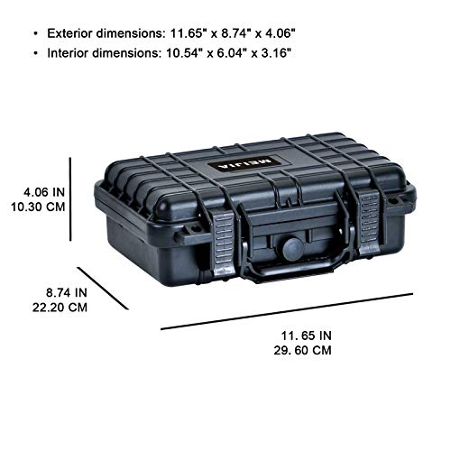 MEIJIA Portable All Weather Waterproof Protective Hard Case, Small Camera Case,Dry Case with Customizable Foam,Fit Use of Drones, Camera,Equipments, 11.65 ”x8.35”x3.78”