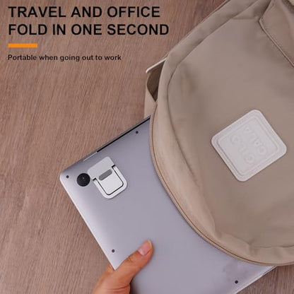 2 Pack Mini Laptop Stand - Portable Foldable & Self-Adhesive Ergonomic Riser for Laptops Tablets (Silver) - Space Saving Design