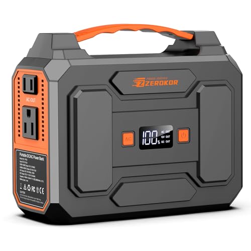 ZeroKor Portable Power Station 100W Outdoor Power Pack with 110V AC Outlet | Portable Solar Generator 146Wh External Battery,DC USB C QC3.0 for Smart Devices Camping Home RV VanLife(without Solar Panel) - color: Grey Orange