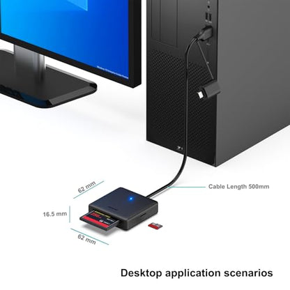Memory Card Reader, BENFEI 4in1 USB 3.0 and USB-C to SD Micro SD MS CF Card Reader Adapter, 4 Cards Simultaneously Read and Write, Compatible with iPhone 15 Series, MacBook Pro/Air 2023, and More - color: 4in1