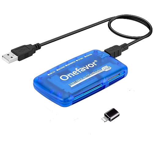 SmartMedia Cards Reader Writer, All-in-1 USB Universal Multi-Card Memory Cards Reader for Windows, Mac, Linux (Card Reader + iPhone Adapter) - size: Card reader + iPhone adapter