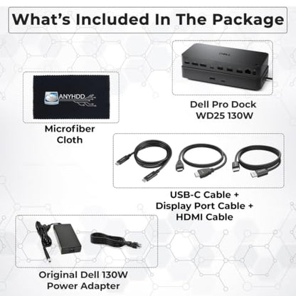 Dell Pro Dock WD25 USB-C Docking Station – 100W Power, Dual 4K Display Support, Includes Anyhdd HDMI, DisplayPort and C to C Cable, 3 Year Warranty - style: Dell Pro Dock WD25