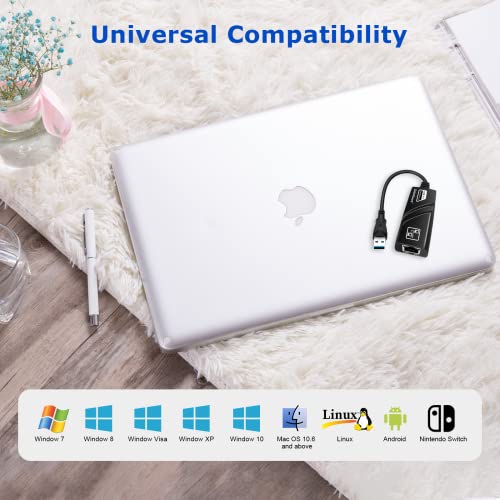 (Upgraded) Zettaguard USB 3.0 and 2.0 to Ethernet 10/100/1000 Fast LAN Wired Network USB Ethernet Adapter for MacBook, Chromebook, Windows 10 and compatible with Nintendo Switch.