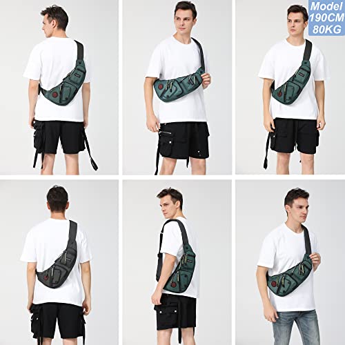NICGID Sling Bag Chest Shoulder Backpack Crossbody Daypack for Men Women | Travel Outdoor Hiking Concealed Carry Fishing Fanny Tool Small Casual - color: Dark Green