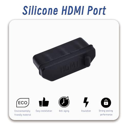 10 PCS HDMI Port Anti-dust Plugs, Silicone Covers Caps Stoppers, Port Protector for TV,Computer, Other Devices, 0.51 x 0.19 (LxW) - size: HDMI/Black/10 PCS