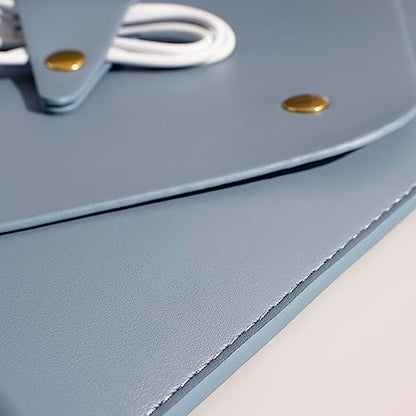 PU Leather Laptop Sleeve - Compatible with 15.3 inch MacBook Air, Surface Book, Laptop Studio - Blue - color: Blue, size: 14-15 Inch