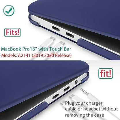 May Chen for MacBook Pro 16 Inch 2019 Release Model: A2141, Hard Shell Case Cover Screen Protector & Keyboard Cover for MacBook Pro 16 Retina with Touch ID & Touch Bar - Navy Blue - color: Navy blue