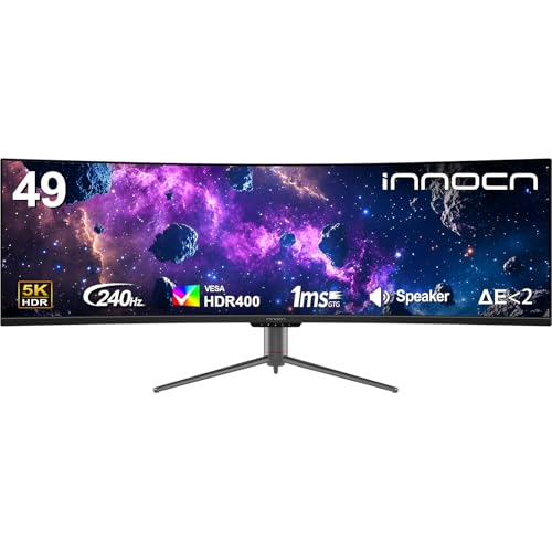 INNOCN 49" Curved 5K2K 5120 x 1440P 240Hz Computer Monitor, R1800-49C1S | HDR400, 99% sRGB, USB Type C, DisplayPort, HDMI, Built-in Speakers, Height/Tilt Adjustable - style: DQHD 240Hz