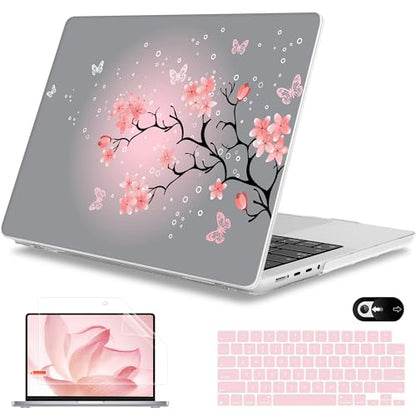 Mektron Case for M5 MacBook Pro 14 inch 2026 Model A3427 A3426 Fit 2025-2021 Model A3434 A3112 M4 A3112 A3401 A3185 M3 A2918 A2992 M2 A2779 M1 A2442 Pro/Max Cover, Butterfly Cherry Blossom - color: Butterfly Cherry Blossom